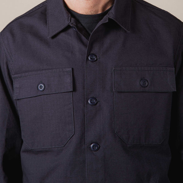 BWS-03 MILITARY OVERSHIRT 8 oz. Navy Ripstop