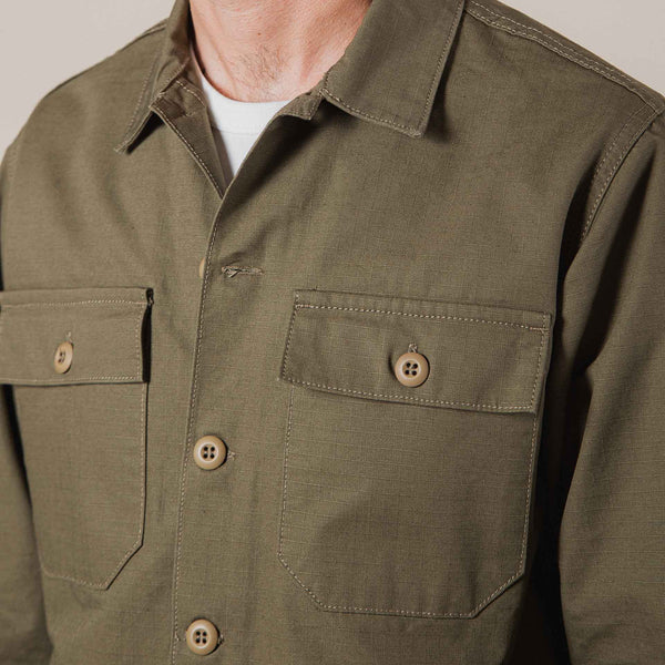 BWS-03 MILITARY OVERSHIRT 8 oz. Olive Drab Ripstop