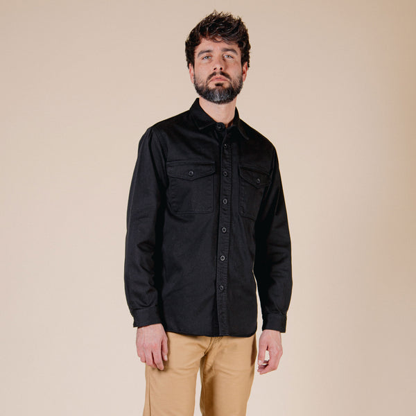 BWS-04 SCOUT OVERSHIRT 9.5 oz. Black Military Sateen