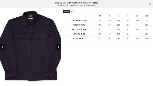 BWS-03 MILITARY OVERSHIRT 8 oz. Navy Ripstop