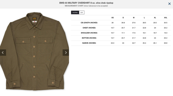 BWS-03 MILITARY OVERSHIRT 8 oz. Olive Drab Ripstop