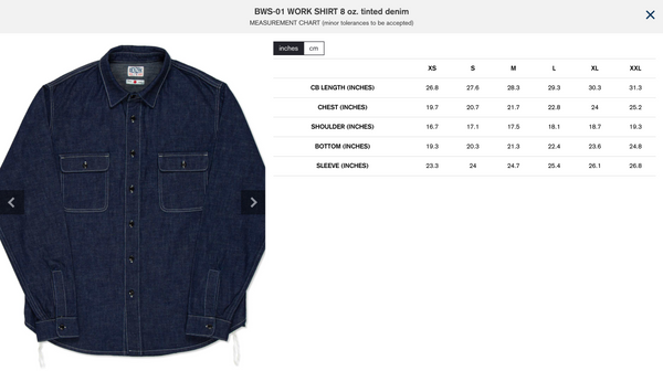 BWS-01 WORK SHIRT 8 oz. Tinted Denim