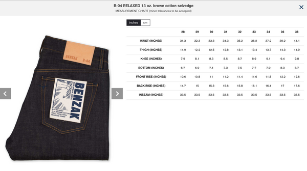 B-04 RELAXED TAPERED 13 oz. Brown Cotton Selvedge